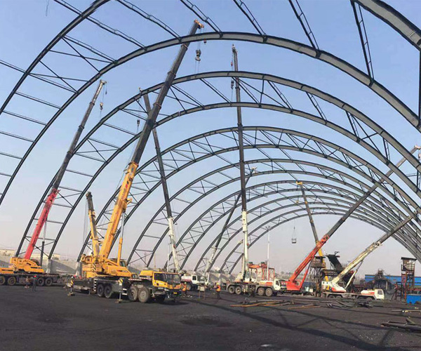 鹏飞焦化厂焦棚工程-拱形钢结构、膜结构案例